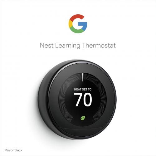 Google Nest Learning Thermostat 3rd Gen Mirror Black   Wireless   Auto Schedule Capability   Easy Insallation 