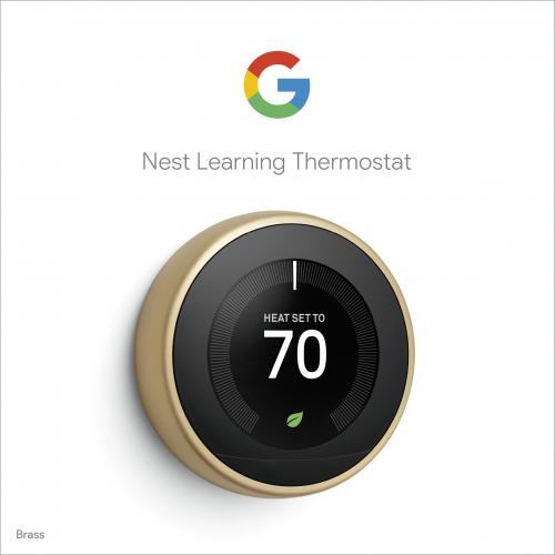 Google Nest Learning Thermostat 3rd Gen Polished Brass   Wireless   Auto Schedule Capability   Easy Insallation 