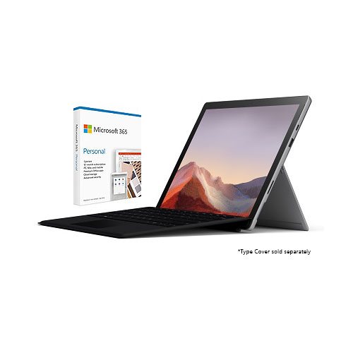 Microsoft Surface Pro 7 VALUE BUNDLE 12.3" Intel Core i5 8GB RAM 128GB SSD Platinum + Microsoft 365 Personal 1 Year Subscription For 1 User