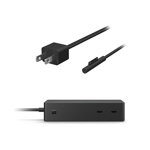 Microsoft Surface Dock 2 Black + Surface 65W Power Supply - 199W power supply - Supports dual 4K at 60Hz - 2 x front-facing USB-C - 65W Charger compatible w/ Pro & Book - Magnetic Connector