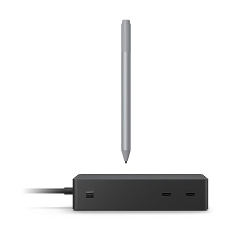 Microsoft Surface Dock 2 Black+Surface Pen Platinum - 2 x front-facing USB-C - 2 x rear-facing USB-C (Gen 2) - 2 x rear-facing USB-A - Bluetooth 4.0 for Pen - 4,096 pressure points for Pen