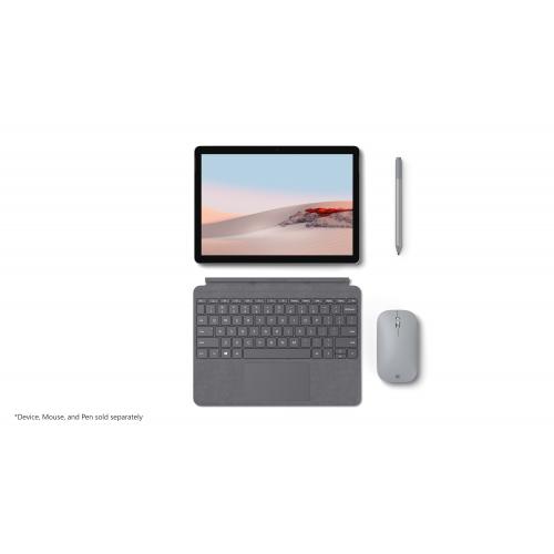 Open Box: Microsoft Surface Go Signature Type Cover Platinum   Pair W/ Surface Go   A Full Keyboard Experience   Close To Protect Screen & Conserve Battery   Fold Back For Tablet Mode   Made W/ Alcantara Material 