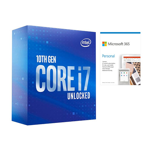 Intel Core i7-10700K Unlocked Desktop Processor + Microsoft 365 Personal 1 Year Subscription For 1 User