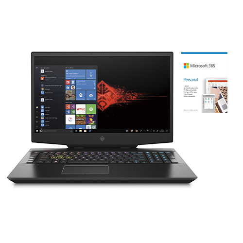 HP OMEN 17 17.3" Gaming Laptop 144Hz i7-10750H 12GB RAM 512GB SSD RTX 2070 8GB + Microsoft 365 Personal 1 Year Subscription For 1 User