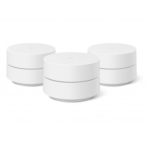 Google Wifi 3-pack - 1500 sq ft Wifi coverage per point - Keeps itself fast - Automatic security updates - One app for your connected home - Parental controls to pause Wi-Fi