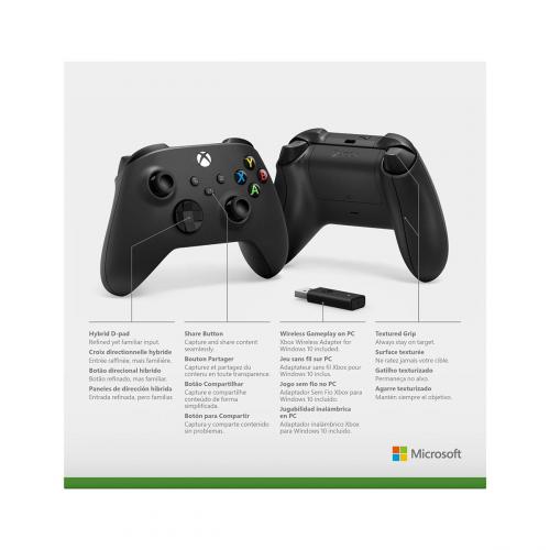 Microsoft Xbox Wireless Controller + Wireless Adapter For Windows 10   USB Adapter Included   Bluetooth Connectivity   Connect Up To 8 Controllers   Quickly Pair & Switch Between Platforms 
