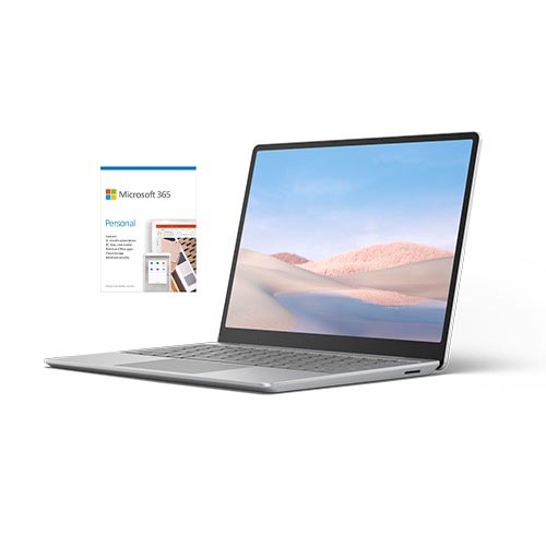 Microsoft Surface Laptop Go 12.4" Touchscreen Intel Core i5 8GB RAM 128GB SSD Platinum + Microsoft 365 Personal 1 Year Subscription For 1 User