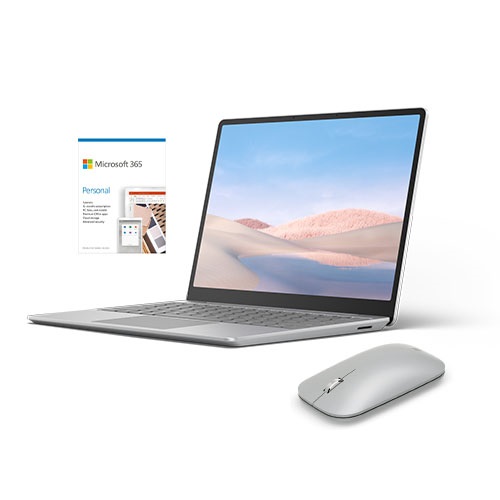 Microsoft Surface Laptop Go 12.4" Touchscreen Intel Core i5 8GB RAM 128GB SSD Platinum + Surface Mobile Mouse Platinum + Microsoft 365 Personal 1 Year Subscription For 1 User