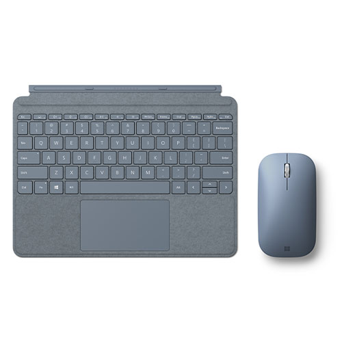 Microsoft Surface Go Signature Type Cover Ice Blue + Surface Mobile Mouse Ice Blue - Pair w/ Surface Go - Bluetooth Connectivity for Mouse - Light & portable - A full keyboard experience - Fold back for tablet mode