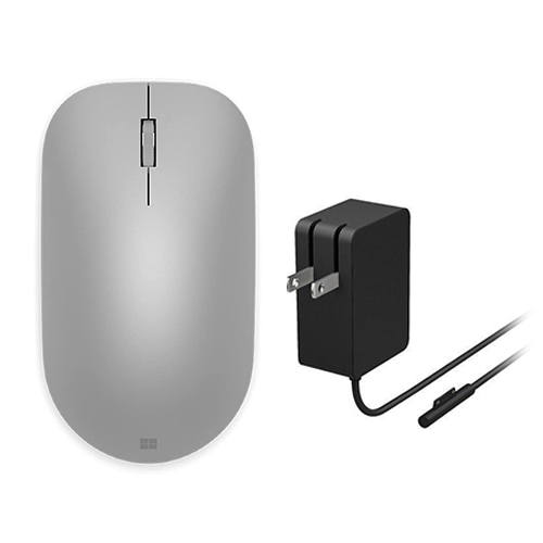Microsoft Surface Mouse Gray + Surface 24W Power Supply - Bluetooth Connectivity - 24 W Power Supply for Surface Go - Input Voltage Range of 15 V - Premium precision pointing - 2-device design with USB port