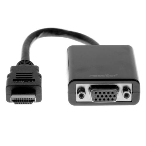 Open Box: Rocstor Y10C120-B1 HDMI to VGA Adapter Converter M/F - 6???- for Ultrabook, Laptop, Monitor, Projectors, PC - 1920x1080-1 x HDMI Male Digital Audio/Video - 1 x HD-15 Female VGA, Black