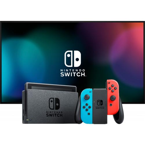 Nintendo Switch with Neon Blue and Neon Red Joy Con