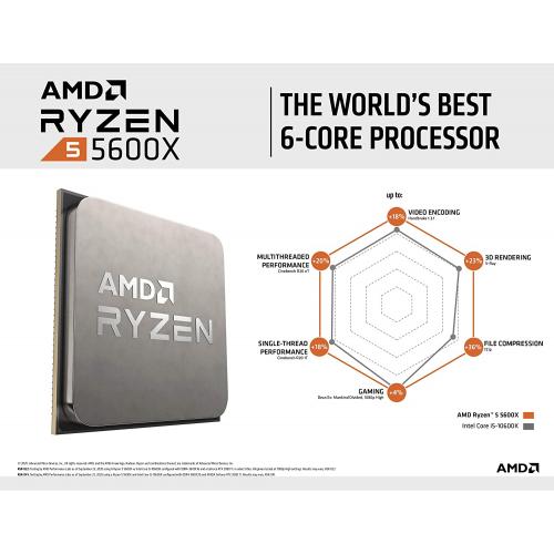 AMD Ryzen 5 5600X 6 Core 12 Thread Desktop Processor + Microsoft 365 Personal 1 Year Subscription For 1 User 