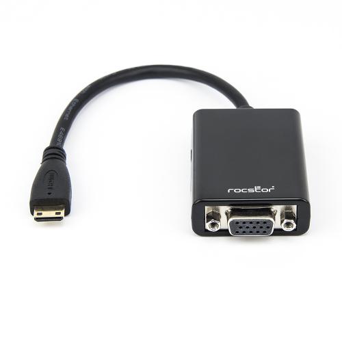 Open Box: Rocstor Premium Mini HDMI to VGA Adapter - Digital Still Camera and Video Camera - Resolution up to 1920x1080 - HDMI/VGA for Video Device, Projector, Monitor, Tablet PC, Camera - 1 x HDMI (Mini Type C) Digital Audio/Video - 6" HDMI/VGA V...
