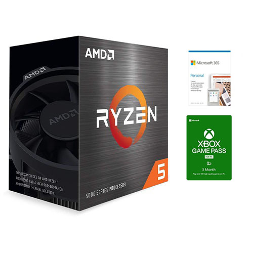 AMD Ryzen 5 5600X 6-core 12-thread Desktop Processor + Microsoft 365 Personal 1 Year Subscription For 1 User + Microsoft Xbox Game Pass For PC 3 Month Membership (Email Delivery)