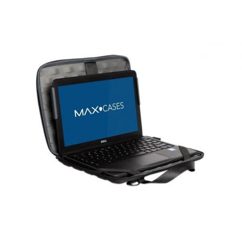 MAXCases Explorer 4 Work In Case With Pocket Black   For 14" Notebook Or Chromebook   Ballistic Nylon Exterior   Handle Carrying   Zipper Closure   Padded Soft Touch Lining 
