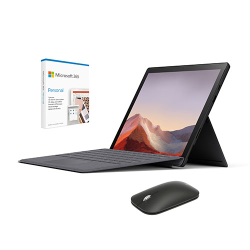 Microsoft Surface Pro 7 12.3" Intel Core i5 8GB RAM 256GB SSD Matte Black + Microsoft Surface Pro Signature Type Cover Platinum + Microsoft Modern Mobile Mouse + Microsoft 365 Personal 1 Year Subscription For 1 User