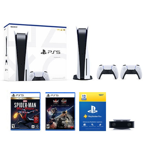 PlayStation 5 Console + PlayStation 5 HD Camera + PlayStation 5 DualSense Wireless Controller + The Nioh Collection PS5 +Marvels Spider-Man: Miles Morales Ultimate Edition + PlayStation Plus 12 Month Membership
