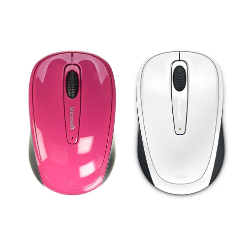 Microsoft 3500 Wireless Mobile Mouse Limited Edition White + Microsoft 3500 Wireless Mobile Mouse Limited Edition Pink - BlueTrack Enabled - Ambidextrous Design - Scroll Wheel - 15 ft operating distance - USB Type-A Connector