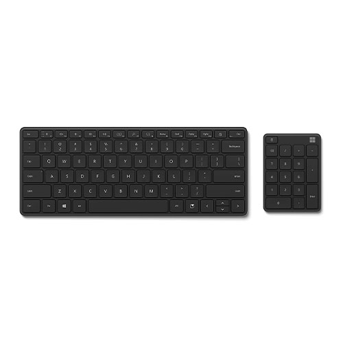 Microsoft Designer Compact Keyboard Matte Black+Number Pad Matte Black - Bluetooth 5.0 Connectivity - 2.40 GHz Operating Frequency - Dedicated Emoji Key - Dedicated Screen Snipping key - Connect up to 3 devices - 1.3mm low profile key travel