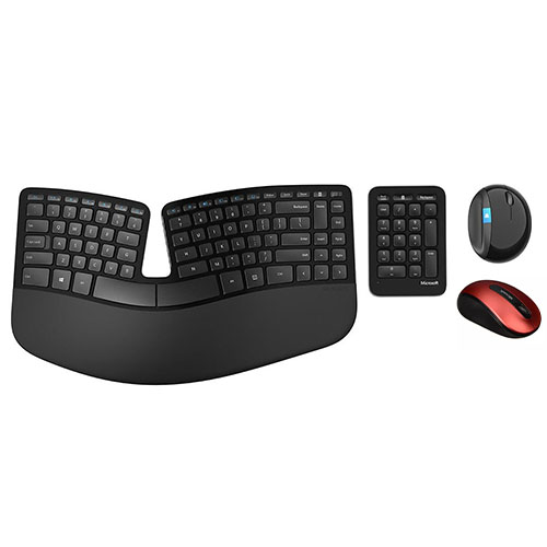 Microsoft Sculpt Ergonomic Desktop Keyboard And Mouse + Wireless Mobile Mouse 4000 - Wireless Keyboard - Separate 10-key Numeric Keypad - 7 Button Mouse - 4-Direction Scroll Wheel - Extra Mouse included