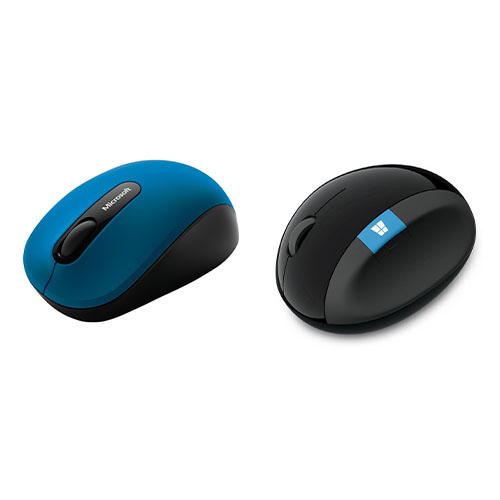 Microsoft Sculpt Ergonomic Mouse Black + Microsoft 3600 Bluetooth Mobile Mouse Blue - Wireless - Radio Frequency - 2.40 GHz - 1000 dpi resolution - Tilt Wheel Scroll Type