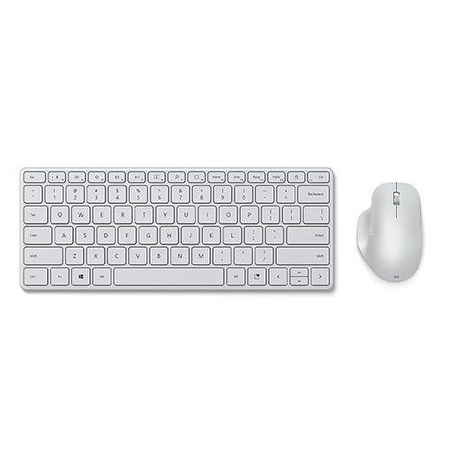 Microsoft Designer Compact Keyboard Glacier+Bluetooth Ergonomic Mouse Glacier