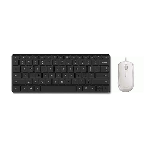 Microsoft Designer Compact Keyboard Black + Microsoft Basic Optical Mouse White - Bluetooth 5.0 Keyboard - Wired USB Mouse - 2.40 GHz Operating Frequency - 800 dpi Movement Resolution - Up to 36 Months Battery Life Keyboard