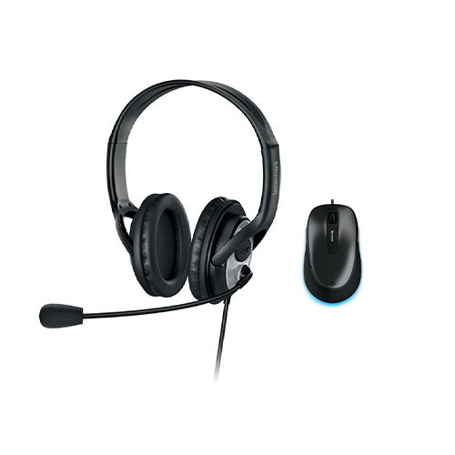 Microsoft LifeChat LX-3000 Digital USB Stereo Headset Noise-Canceling Microphone + Microsoft 4500 Mouse Black, Anthracite