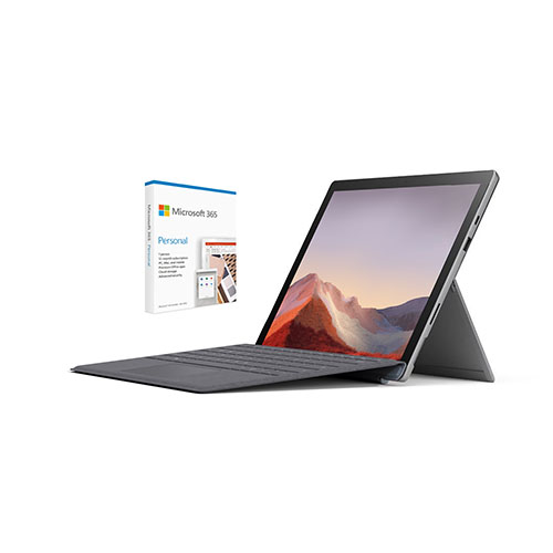 Microsoft Surface Pro 7 12.3" Intel Core i5 8GB RAM 128GB SSD Platinum + Surface Pro Signature Type Cover Platinum + Microsoft 365 Personal 1 Year Subscription For 1 User