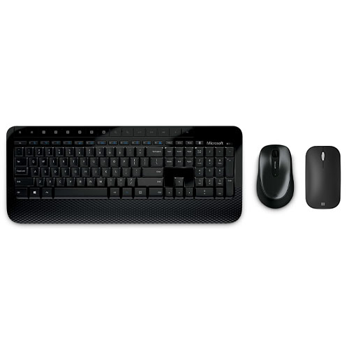 Microsoft Wireless Desktop 2000 Keyboard and Mouse + Microsoft Modern Mobile Mouse Black - Advanced Encryption Standard (AES) 128-Bit Encryption - USB Wireless Mouse - 2.40 GHz Operating Frequency - 3 programmable buttons - Pillow-texture Palm Rest
