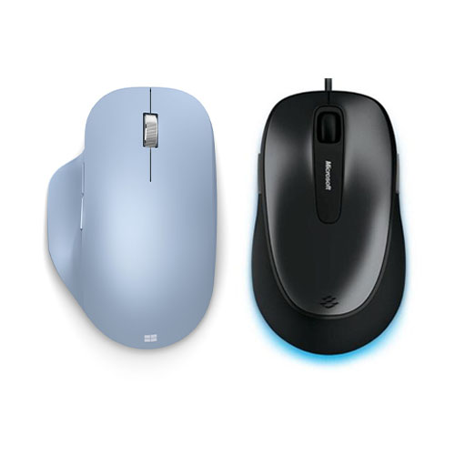 Microsoft Bluetooth Ergonomic Mouse Pastel Blue + Microsoft Comfort Mouse 4500 Lochness Gray
