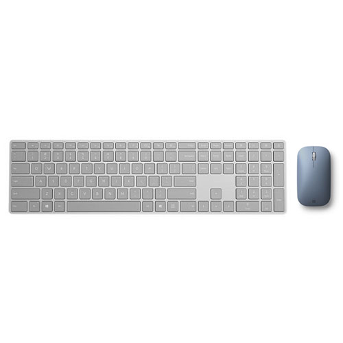 Microsoft Surface Mobile Mouse Ice Blue + Microsoft Surface Keyboard Gray - Bluetooth Connectivity - QWERTY Key layout - BlueTrack enabled - Seamless Scrolling - 2.40 GHz Operating Frequency
