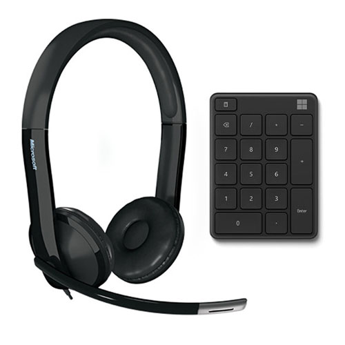 Microsoft Number Pad Matte Black + Microsoft LifeChat LX-6000 Headset - Bluetooth 5.0 Connectivity - Wired Headset - 2.4 GHz Frequency Range - Binaural Headset for Clear Stereo Sound - Comfortable 270