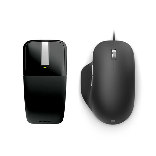 Microsoft Ergonomic Mouse Black + Microsoft Arc Touch Mouse - BlueTrack Enabled - Cable Connectivity Mouse - Wireless Mouse - 1000 dpi - USB 2.0 Type A - Radio Frequency