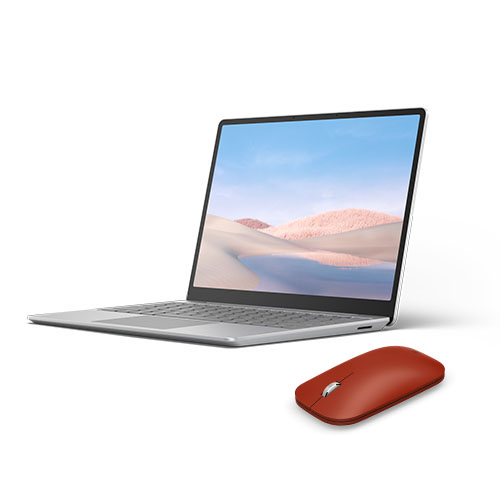 Microsoft Surface Laptop Go 12.4" Intel Core i5 8GB RAM 128GB SSD Platinum + Microsoft Surface Mobile Mouse Poppy Red