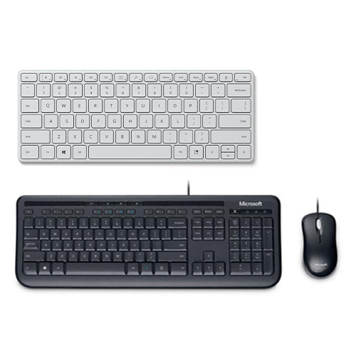 Microsoft Designer Compact Keyboard Glacier + Microsoft Wired Desktop 600 Black - Bluetooth 5.0 Connectivity - 2.40 GHz Operating Frequency - USB Cable Optical - Quiet-Touch Keys - Up to 36 months battery life - Spill Resistant Design