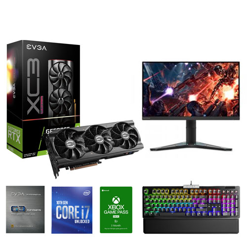 EVGA RTX 3090 Graphic Card + Lenovo G27Q 27" QHD Gaming Monitor + Intel Core i7-10700K Unlocked Processor + EVGA SuperNOVA 750W G3 80 Plus Gold Power Supply + EVGA Z15 Gaming Keyboard + Xbox Game Pass For PC 3 Month Membership (Email Delivery)