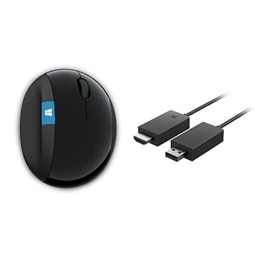 Microsoft Sculpt Ergonomic Mouse Black + Microsoft Wireless Display Adapter - Radio Frequency Connectivity for Mouse - Wi-Fi Certified Miracast Technology - 2.40 GHz Operating Frequency - USB Powered HDMI for Adapter - 1000 dpi movement resolution