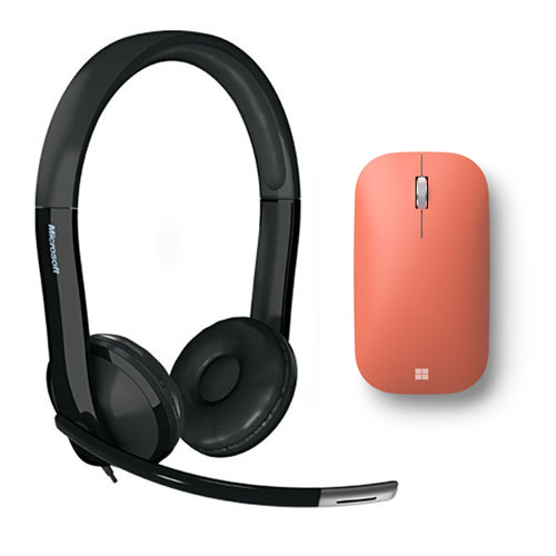 Microsoft LifeChat LX-6000 Headset + Microsoft Modern Mobile Mouse Peach
