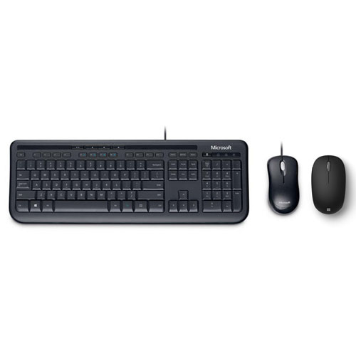 Microsoft Wired Desktop 600 Black + Microsoft Bluetooth Mouse Matte Black - Wired USB Desktop Keyboard/Mouse - Bluetooth Connectivity for Mouse - 2.40 GHz Operating Frequency - Quiet-Touch Keys - 1000 dpi movement resolution