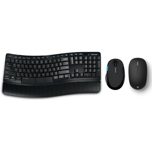 Microsoft Sculpt Comfort Desktop Keyboard and Mouse + Microsoft Bluetooth Mouse Matte Black - Bluetooth Connectivity - 2.40 GHz Operating Frequency - Detachable Palm Rest - Split Spacebar w/ Backspace Functionality - Four-way Scrolling
