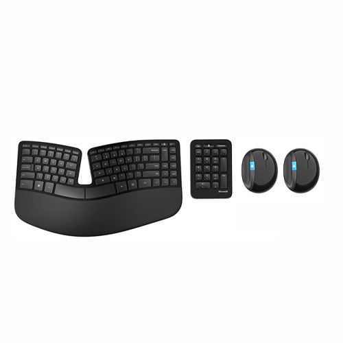 Microsoft Sculpt Ergonomic Desktop Keyboard And Mouse + Microsoft Sculpt Ergonomic Mouse - Wireless Connectivity - 2 x Wireless Mouse Included - Separate 10-key Numeric Keypad - 7 Buttons on Mouse - 4-Direction Scroll Wheel on Mouse