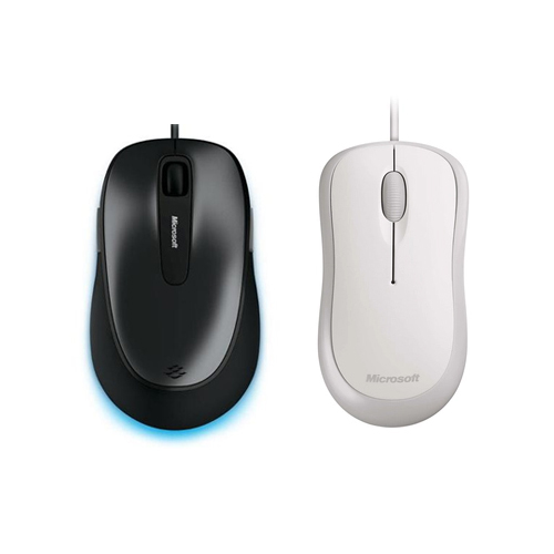 Microsoft 4500 Mouse Black Anthracite + Microsoft Basic Optical Mouse White - Wired USB - BlueTrack - 1000 dpi - Optical - 800 dpi - 5 Button(s)/ 3 Button(s)