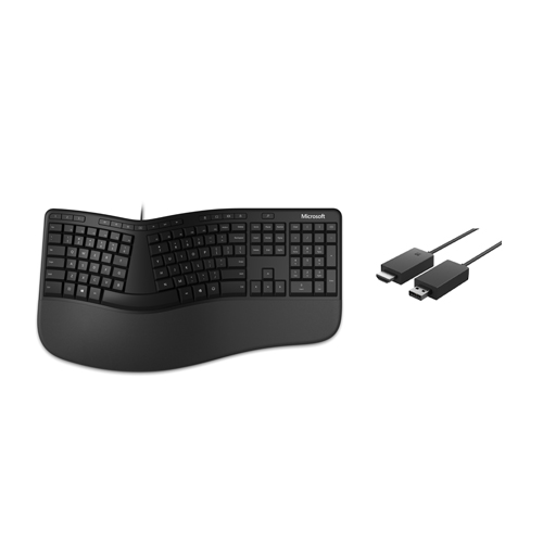 Microsoft Ergonomic Keyboard Black + Microsoft Wireless Display Adapter