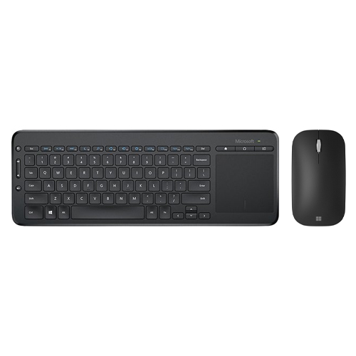 Microsoft Modern Mobile Mouse Black + Microsoft All-in-One Media Keyboard - Bluetooth Connectivity - Integrated Multi-touch Trackpad - 2.40 GHz Operating Frequency - Customizable Media Hotkeys - 3 programmable buttons