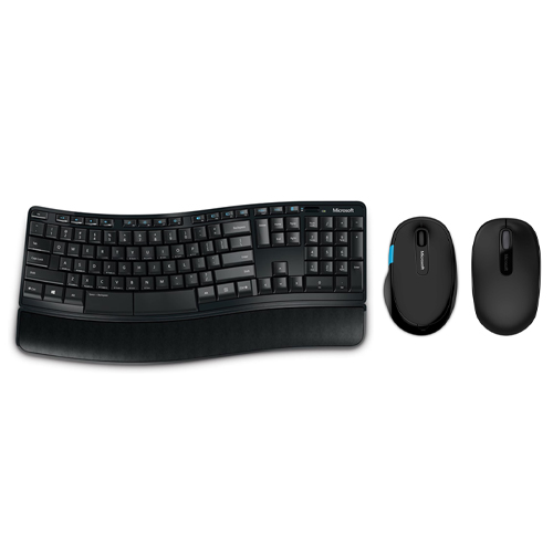 Microsoft Wireless Mobile Mouse 1850 Black + Microsoft Sculpt Comfort Desktop Keyboard and Mouse - Radio Frequency Connectivity - Detachable Palm Rest - 2.40 GHz Operating Frequency - Windows 10 Hotkeys - 1000 dpi movement resolution