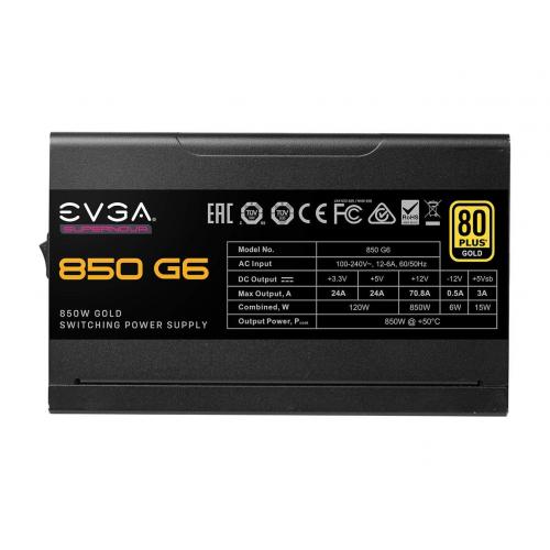 EVGA Supernova 850 G6 80 Plus Gold 850W Power Supply   80 Plus Gold Certified   Compact 140mm Size   Includes Power On Self Tester   Eco Mode With FDB Fan   10 Year Warranty 