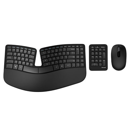 Microsoft Sculpt Ergonomic Keyboard +Keypad + Microsoft Wireless Mobile Mouse 1850 Black - Wireless USB Keyboard and Mouse Included - Cushioned Palm Rest - 2.40 GHz Operating Frequency - Natural Arc Key Layout - 1000 dpi movement resolution