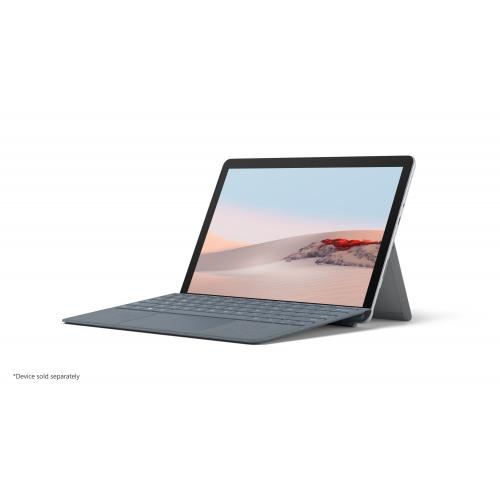 Microsoft Surface Go Signature Type Cover Burgundy + Microsoft Surface Go Signature Type Cover Ice Blue   Pair W/ Surface Go   Adjusts Instantly   A Full Keyboard Experience   Made W/ Alcantara Material   Close To Protect Screen & Conserve Battery 